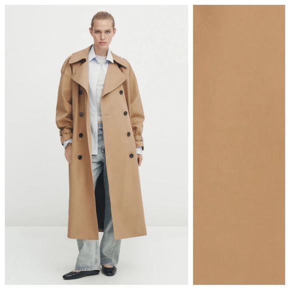 Massimo Dutti Jackets & Blazers - NWT. Massimo Dutti Camel Cotton Blend Voluminous Trench Coat with Belt. Size S.